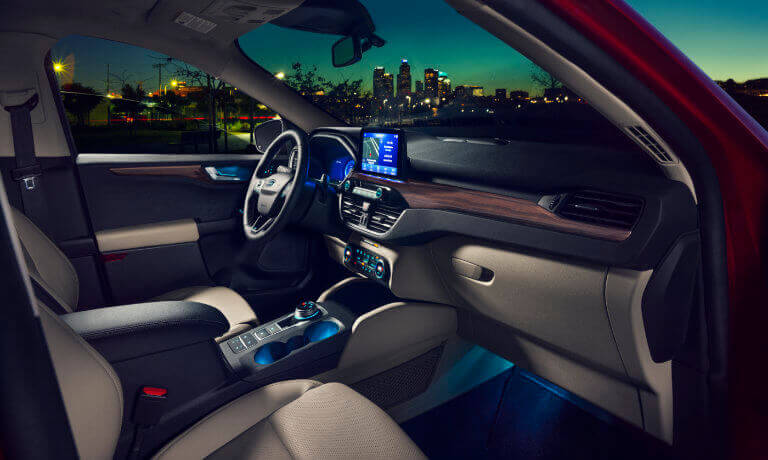 2022 Ford Escape interior front seat at night