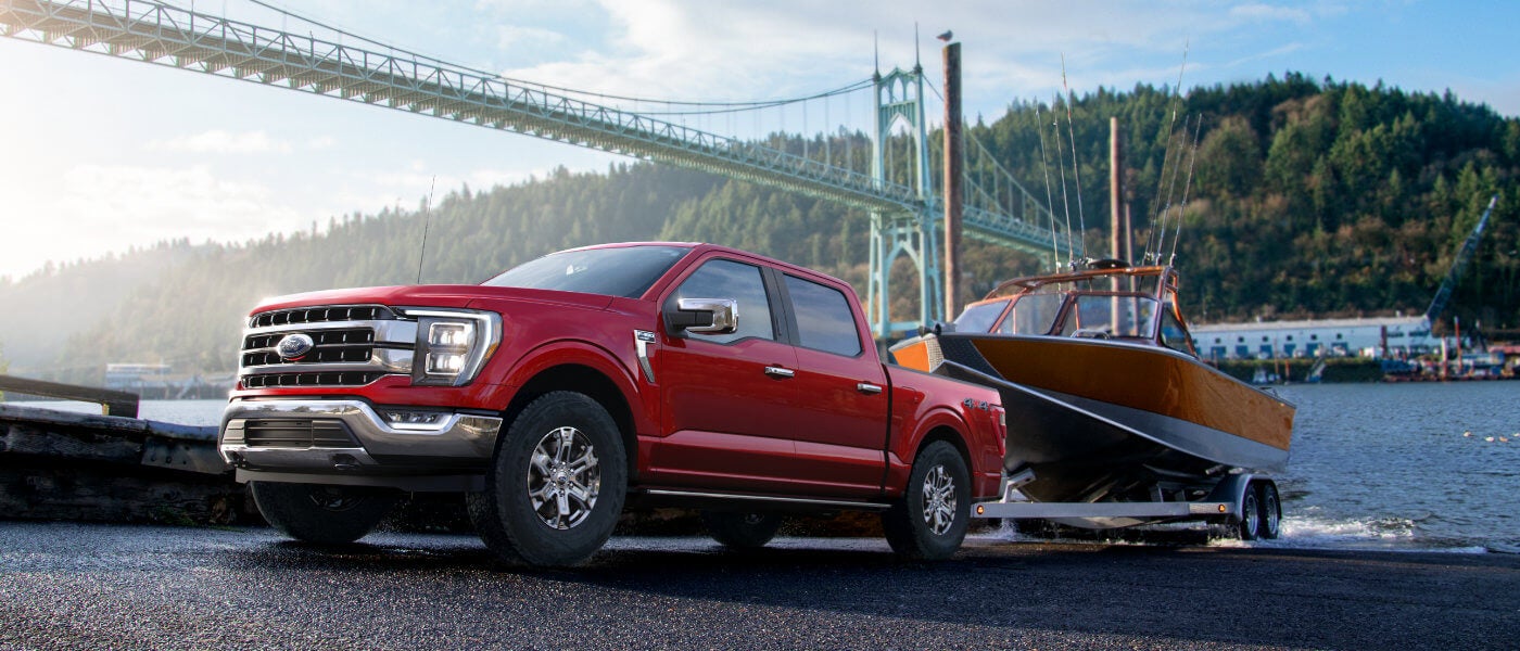 2021 Ford F-150 towing a boat