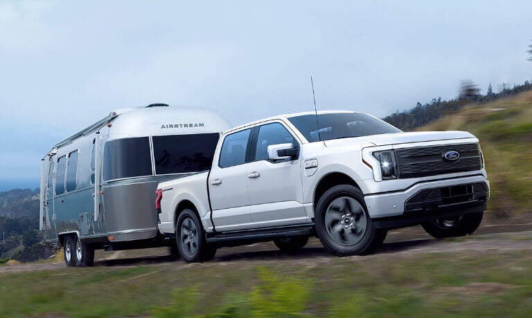 2022 Ford F-150 Lightning towing an Airstream