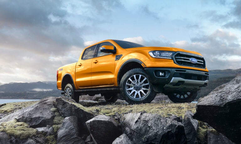 2023 Ford Ranger parked on rocks by water
