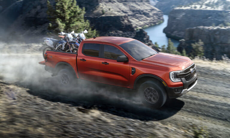 2024 Ford Ranger offroading with dirt bikes