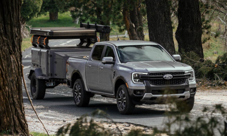 2024 Ford Ranger towing in a forest
