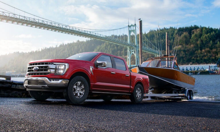 2021 Ford F-150 towing a boat out of the water