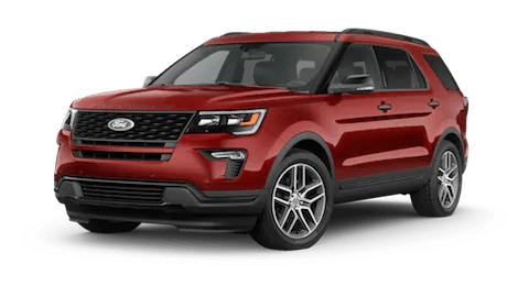 A red 2019 Ford Explorer Sport