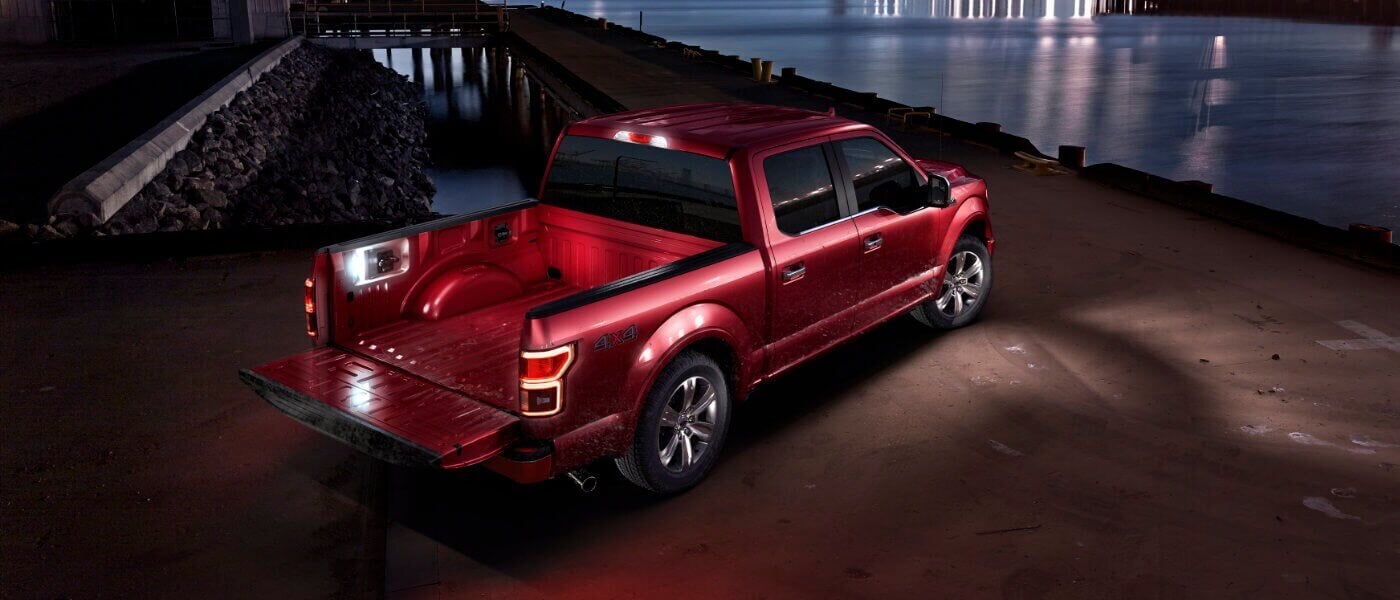 Red 2019 Ford F-150 on construction site